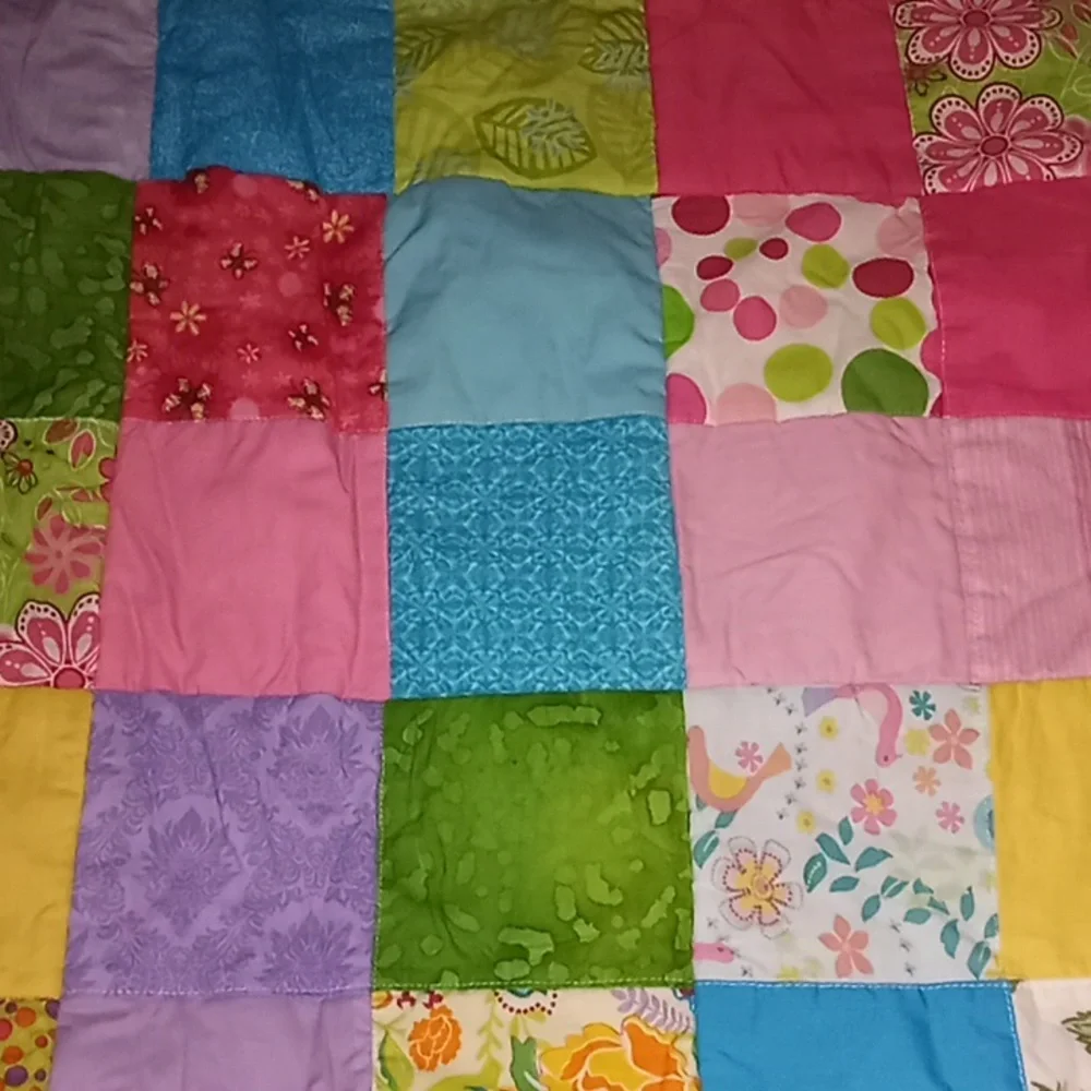 Granny Handmade Patchwork Fleece Nursery Baby Blanket 35